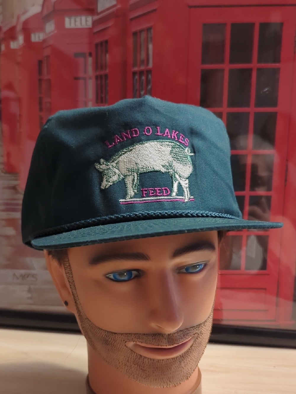 vintage Land O Lakes Feed rope snapback, featuring a embroidered pig logo